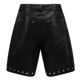 Studded Black Leather Shorts