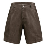 Brown Faux Leather Utility Shorts
