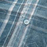 Sea Blue Button-Up Hooded Plaid Shirt
