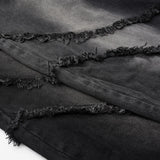 Black Distressed Wide-Leg Patchwork Jeans