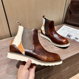 Two-Tone Leather Chelsea Boots