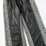 Charcoal Split Leather Denim Jeans