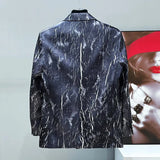 Marble Printed Double-Breasted Blazer