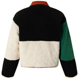 Color Block Patchwork Plush Padded Jacket