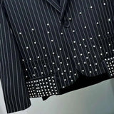 Midnight Pinstripe Studded Blazer