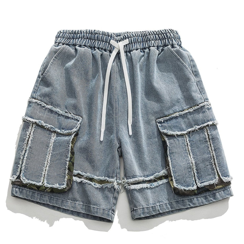Ripped Lined Denim Shorts