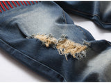 Battle Clip embroidered Ripped Denim Jeans