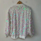 Iridescent Sequin Bomber Jacket