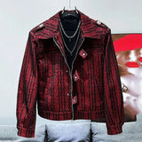 Sequin Collar Zipper Jacket