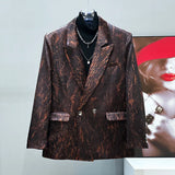 Marble Printed Double-Breasted Blazer