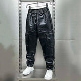 PU Leather Fleece Pocket Pants