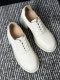 White Chunky Heel Oxford Shoes