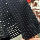 Midnight Pinstripe Studded Blazer