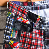 Denim Patchwork Printed Jean Shorts