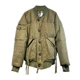 Heavy Olive Rustic Puffer Bomber Jacket