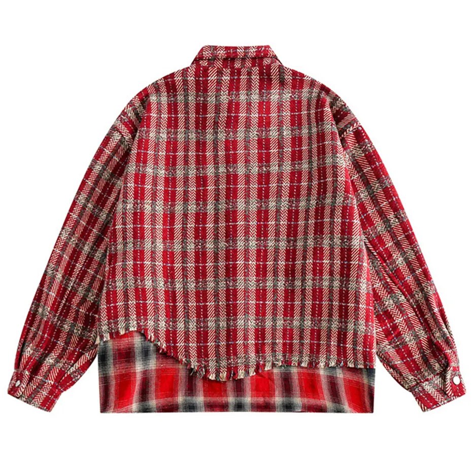 Thick Split Plaid Flannel Jacket