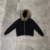 faux fur zip up hoodie
