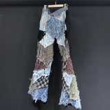 Chaos Patchwork Frayed Jeans