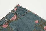 Dual Rose Floral Denim Jeans