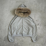 faux fur zip up hoodie