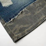 Camouflage Patchwork Denim Shorts