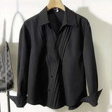 Pleated Darkwear Button-Up