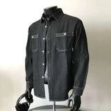 Denim Collar Striped Shirt