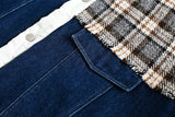 Plaid Patchwork Denim Blouson Jacket