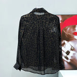 Meshed Leopard Print Button-Up