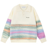 Retro Wave Knit Polo Sweater