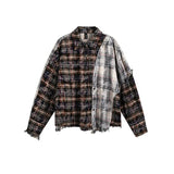 Patch Clash Distressed Plaid Button-Up