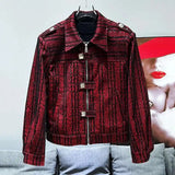 Sequin Collar Zipper Jacket