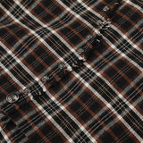 Plaid Studded Patchwork Oversized Button-Up