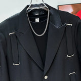 Black Strap-Detail Blazer