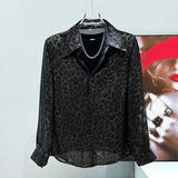 Meshed Leopard Print Button-Up