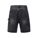 Patchwork Washed Denim Shorts