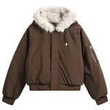 Black Faux Fur Bomber Jacket