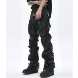 Pleated PU Leather Pants
