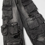 Vintage Ripped Straight Denim Jeans