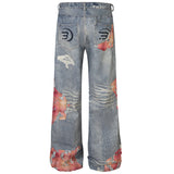 Ripped Spliced Baggy Jeans