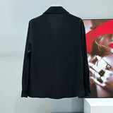 Black Grommet Detail Button-Up Shirt