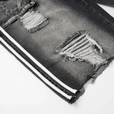 Ripped Denim Wide Leg Jeans Shorts