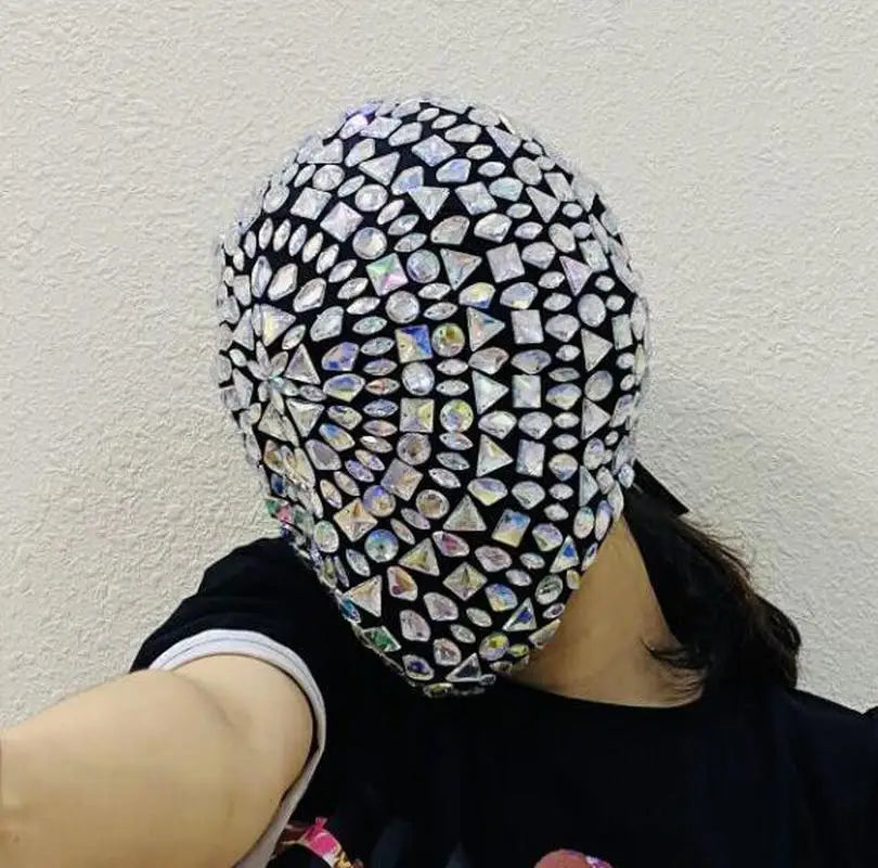 Spiked Crystal Mask Hood Helmet