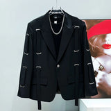 Black Strap-Detail Blazer