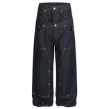 Layered Two-Piece Blue Denim Pants