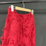 Crimson Spliced Loose Pants