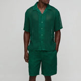 Knitted two-piece shirt and shorts