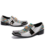 Square Toe Leather Slip-Ons