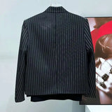 Midnight Pinstripe Studded Blazer
