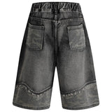 Camouflage Patchwork Denim Shorts